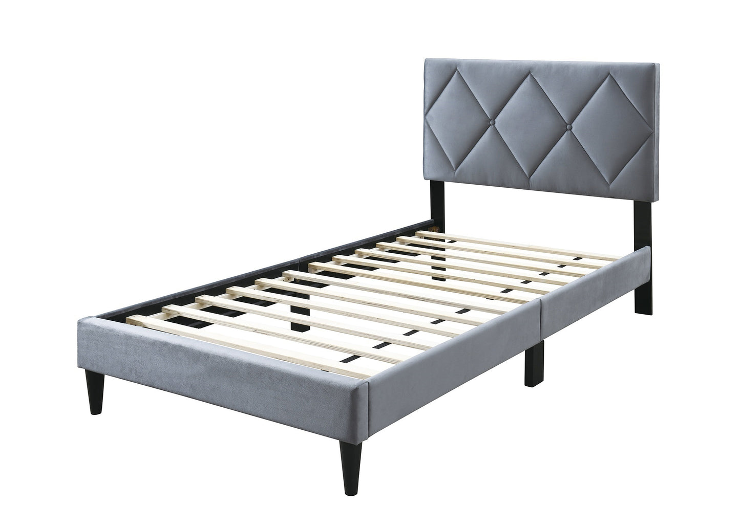 Olivia Full Platform Bed w Adjustable Headboard, Gray