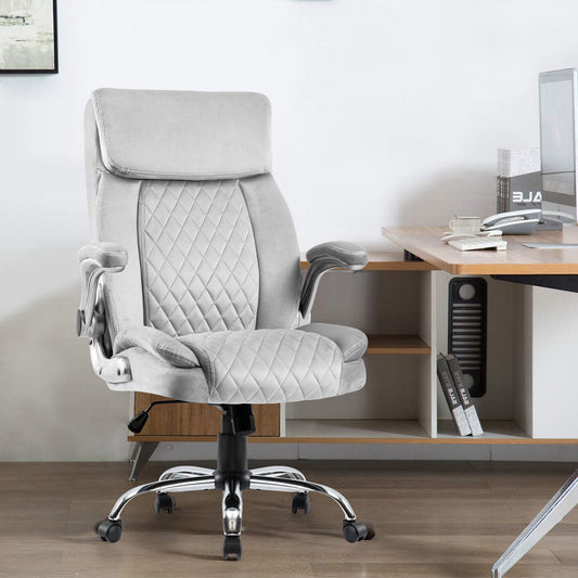 Calandra Velvet Executive Office Chair, Gray