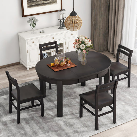 Carson 5-Piece Dining Set with Leaf, Espresso