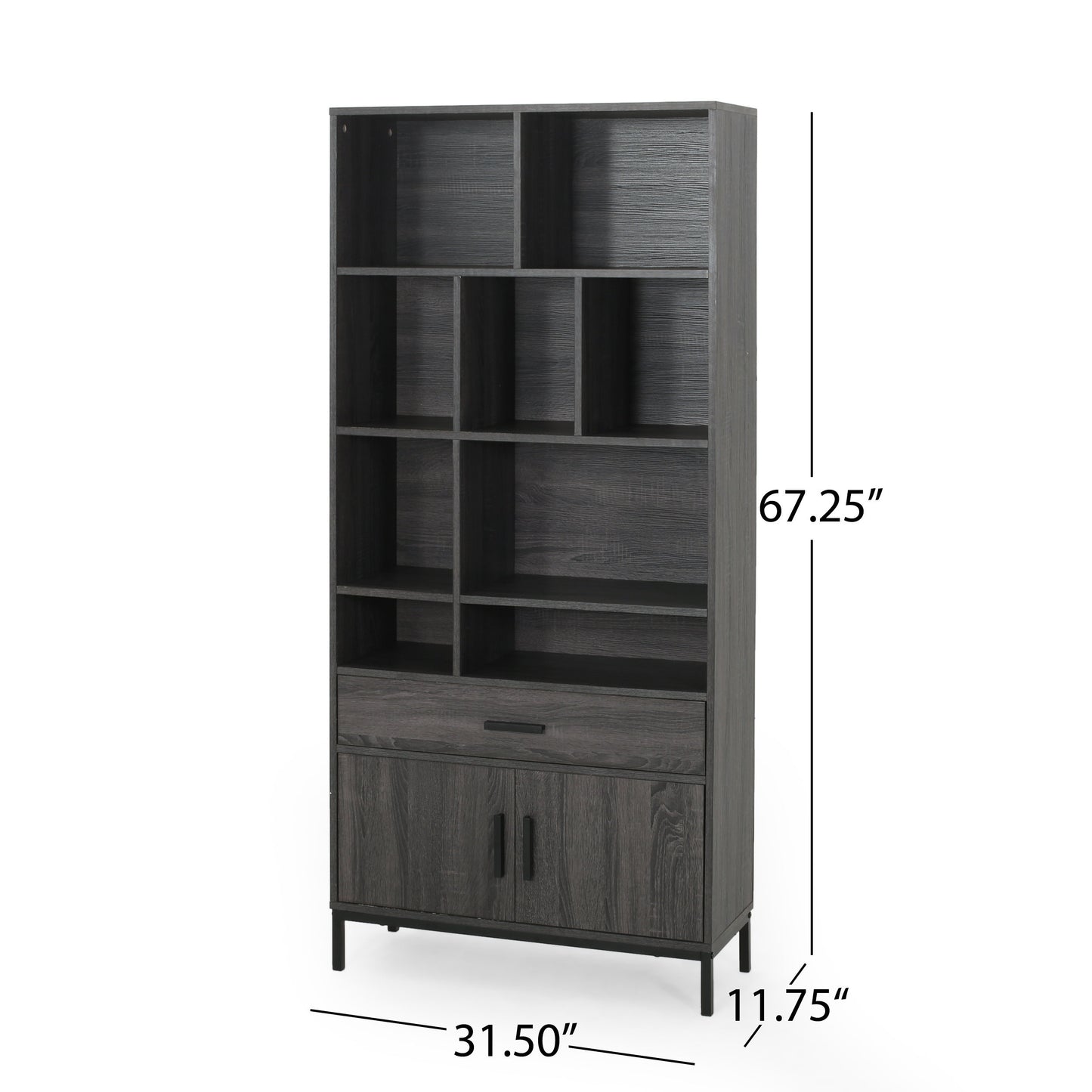 Blaire Modern Gray Oak Finish Bookshelf