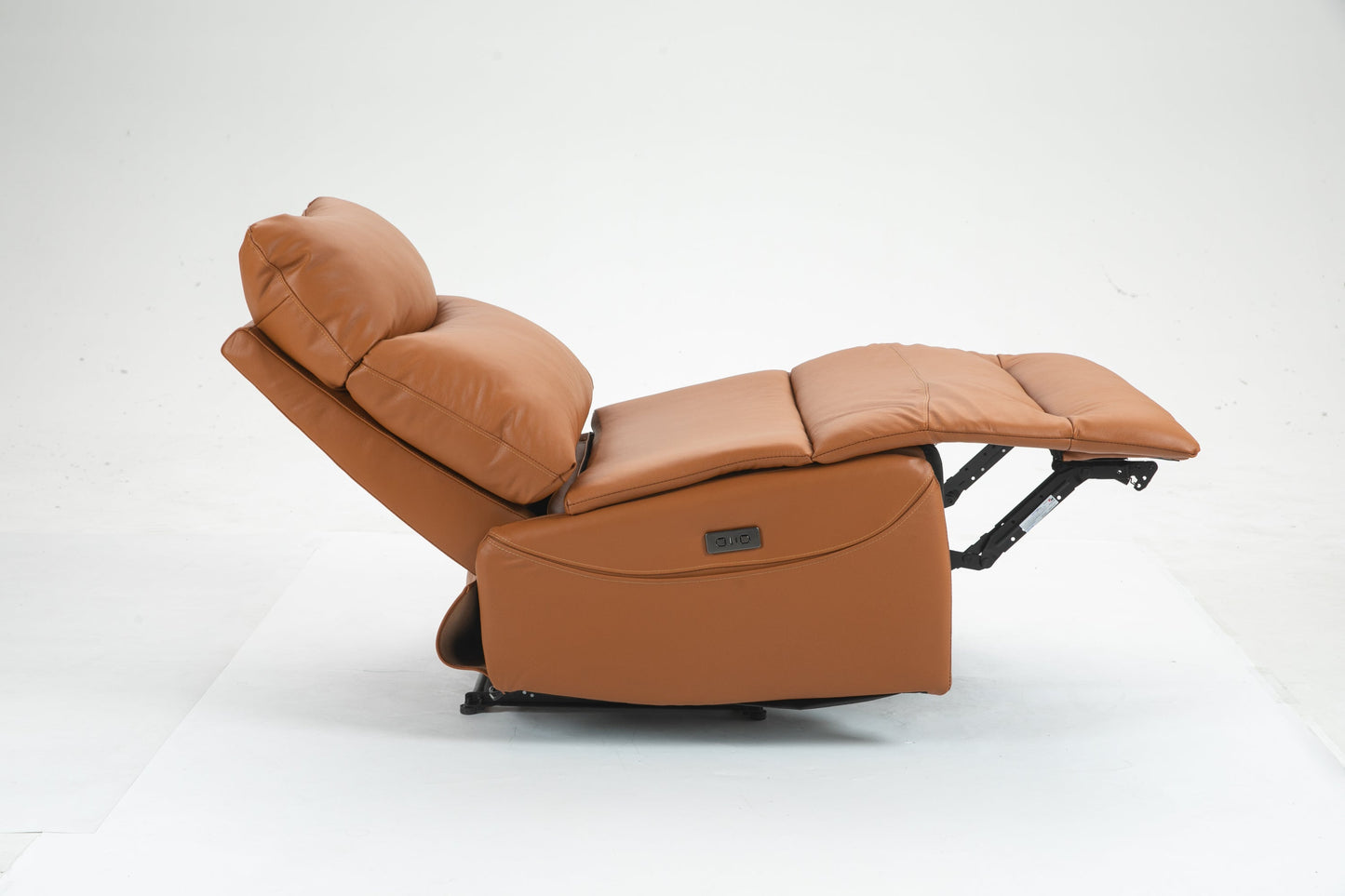 Renata Genuine Leather Armless Power Recliner, Orange