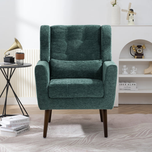 Mork Mid-Century Modern Chenille Arm Chair - Green