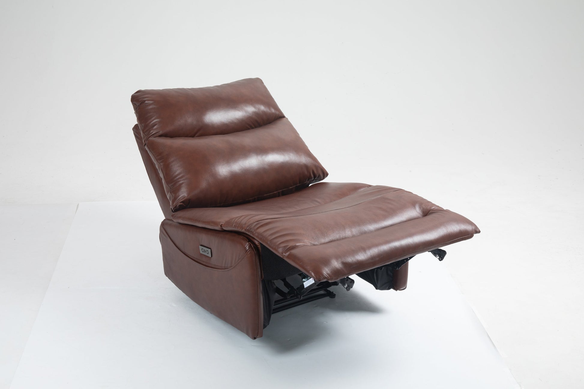 Renata Genuine Leather Armless Power Recliner, Brown