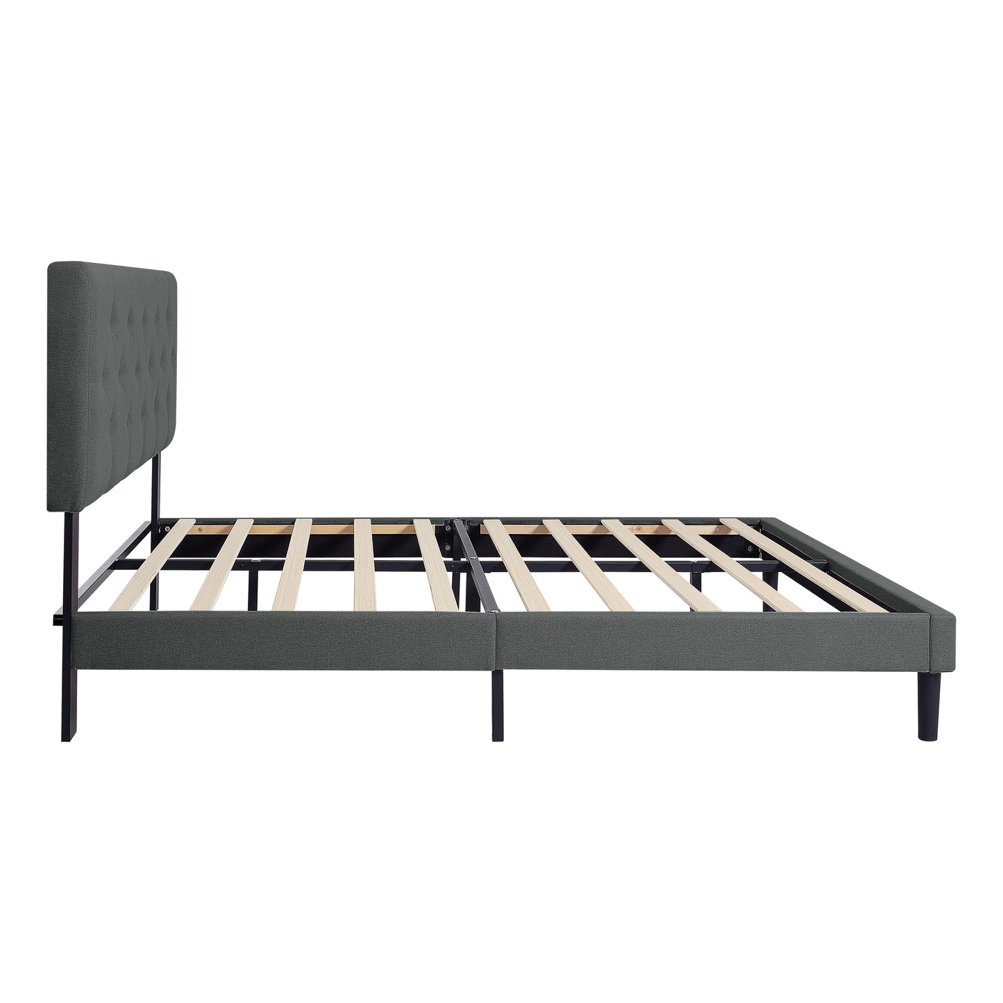 Twin Size Gray Linen Platform Bed