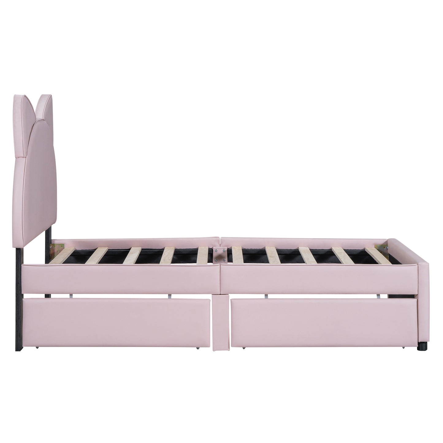 Brandy Twin Size Platform Bed with Cartoon Ears - Pink