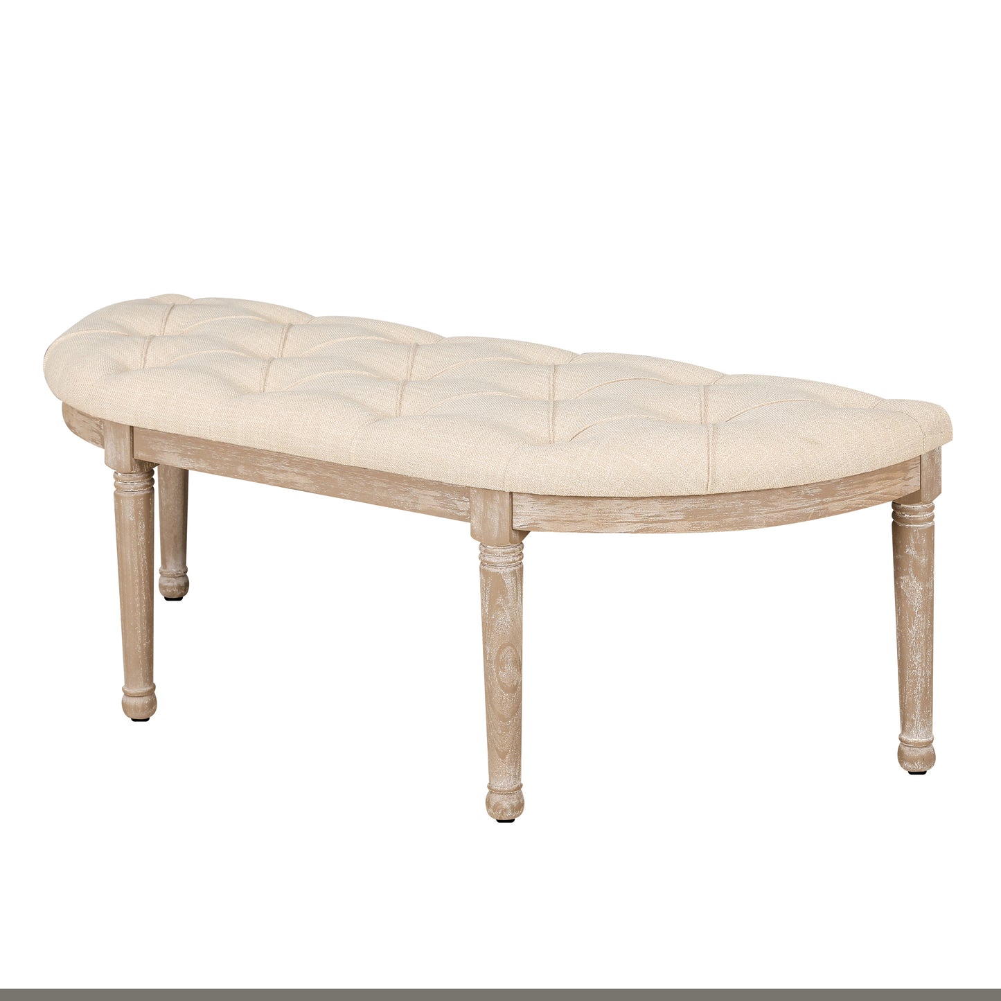 Merrick 48" Semi-Circle Entryway Bench in Beige & Natural