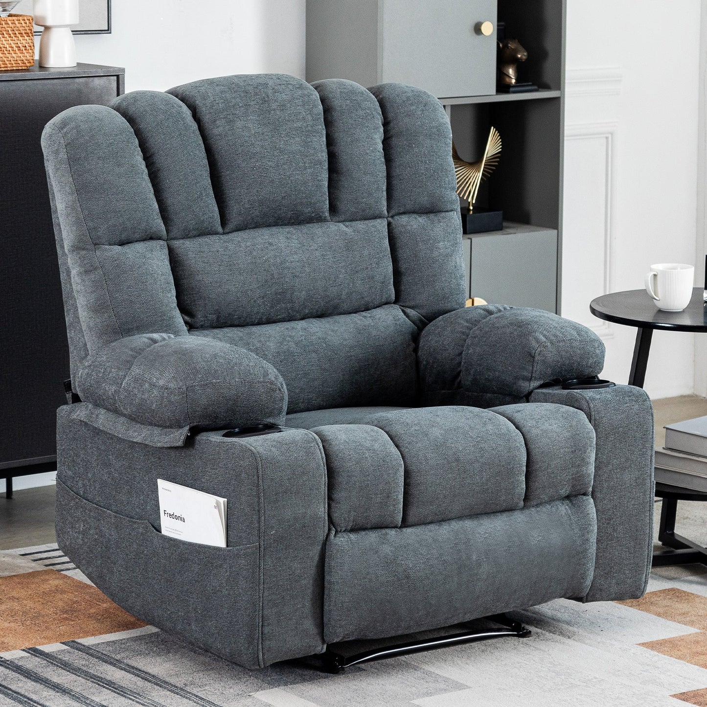 Trinny Chenille Recliner with Heat & Massage, Gray