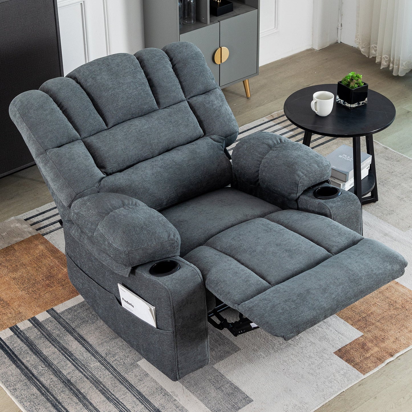 Trinny Chenille Recliner with Heat & Massage, Gray