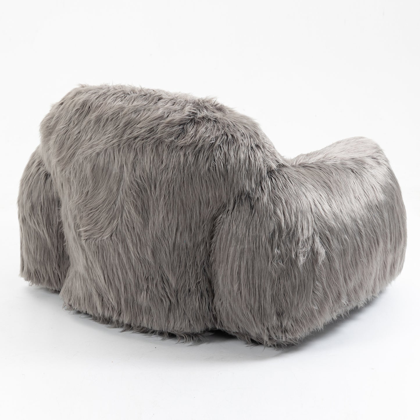 Dashiell Ultra Plush Faux Fur Beanbag Chair, Gray