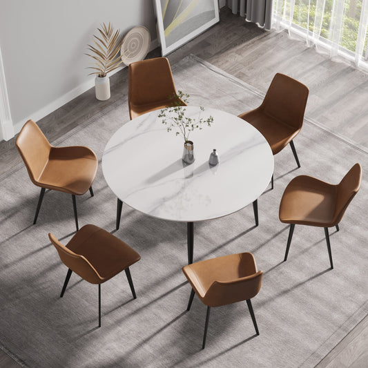 Saffron 53" Modern Artificial Stone Dining Table with Black Legs