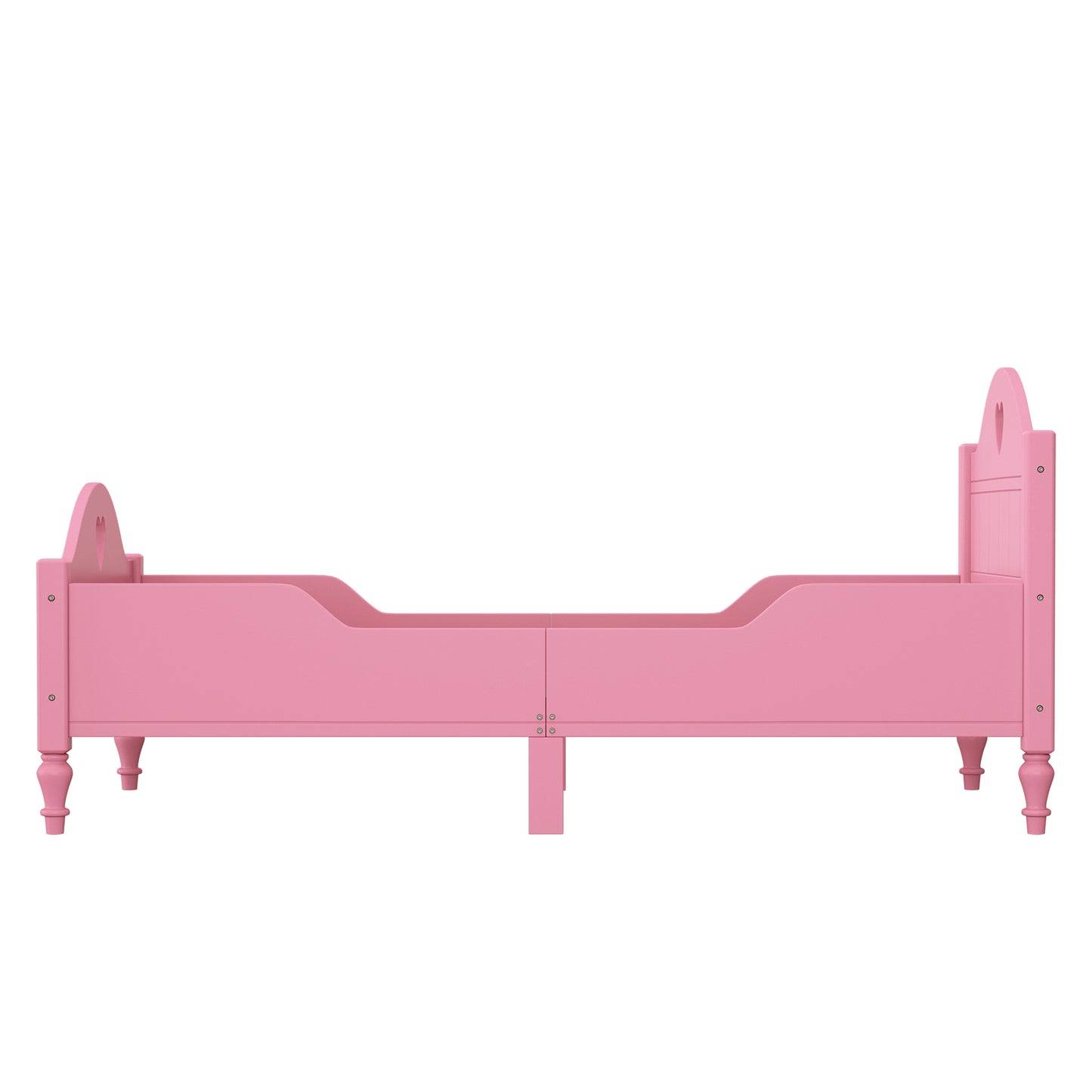 Macaron Twin Size Toddler Bed with Side Safety Rails - Light Pink