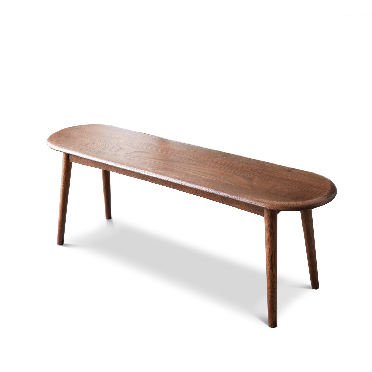 Planter Mid-Century Modern Solid Oak Bench in Walnut