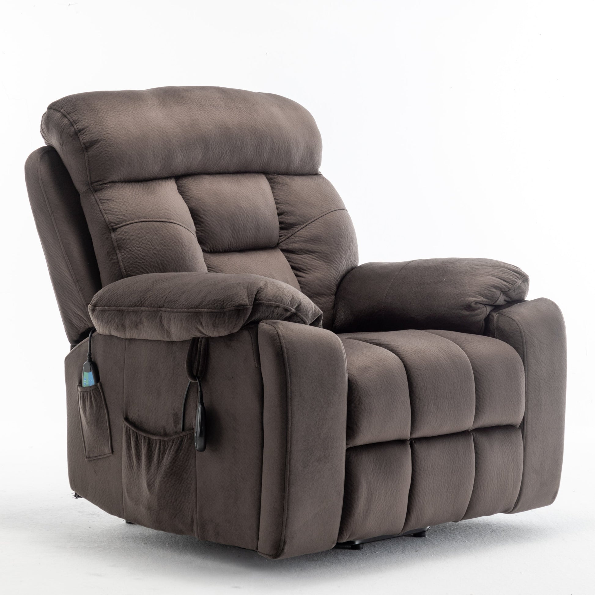 Ophira Velvet Power Lift Chair with Pocket, Brown