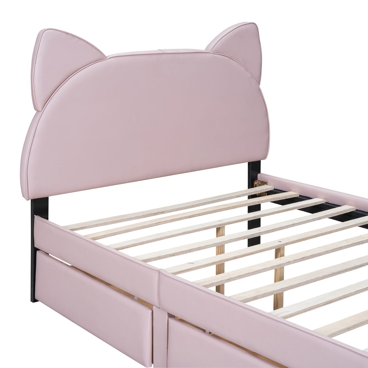 Brandy Full Size Platform Bed with Cartoon Ears - Pink