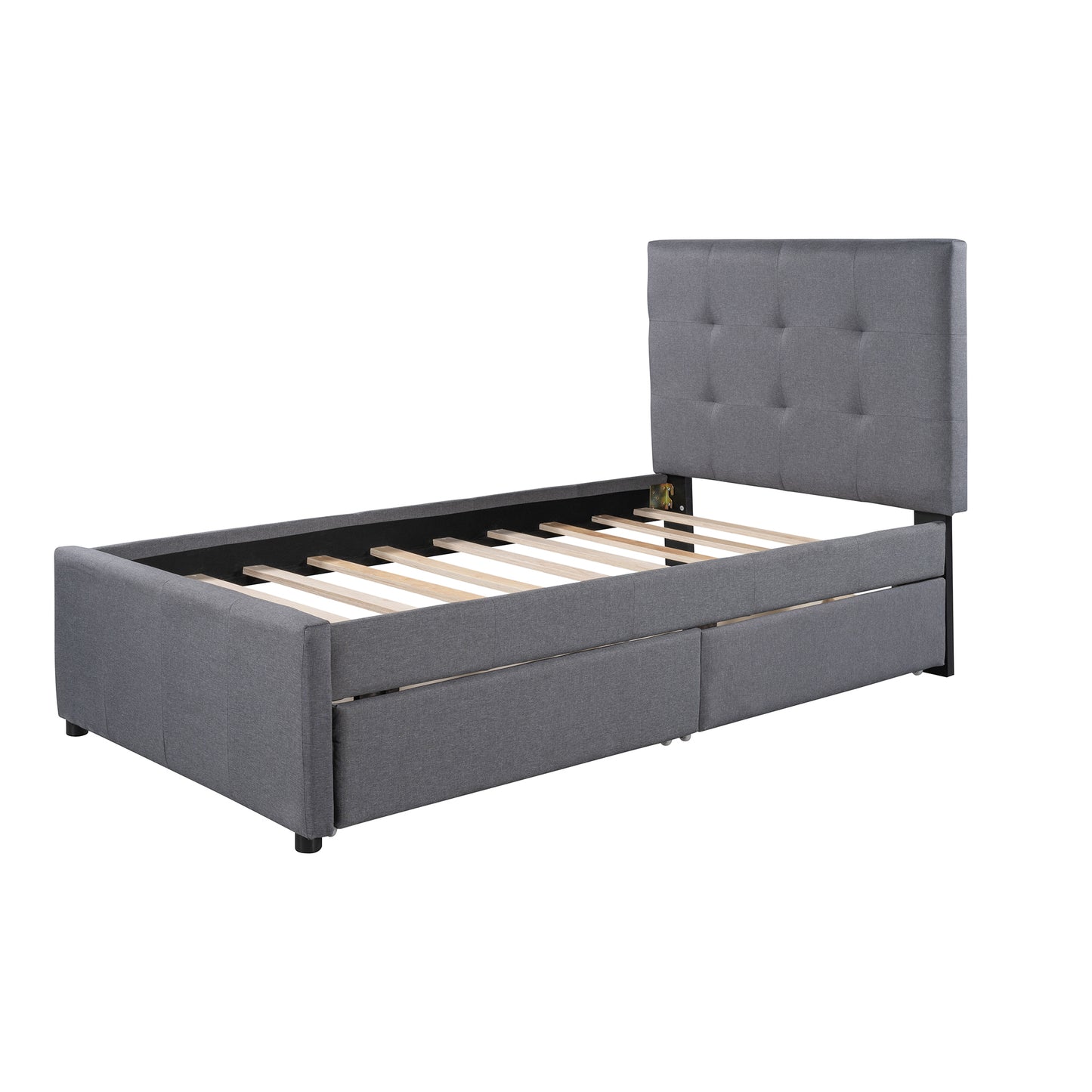 Linda Twin Platform Bed with 2 Storage Drawers - Gray