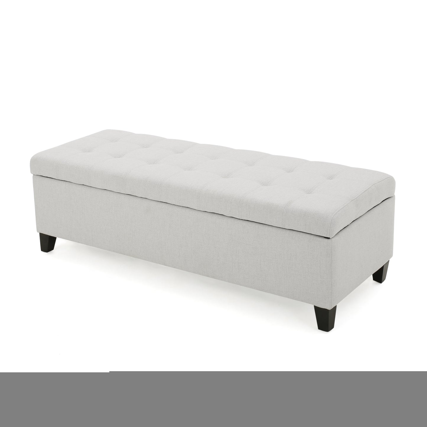 Maddison 50" Upholstered Storage Bench, Light Gray