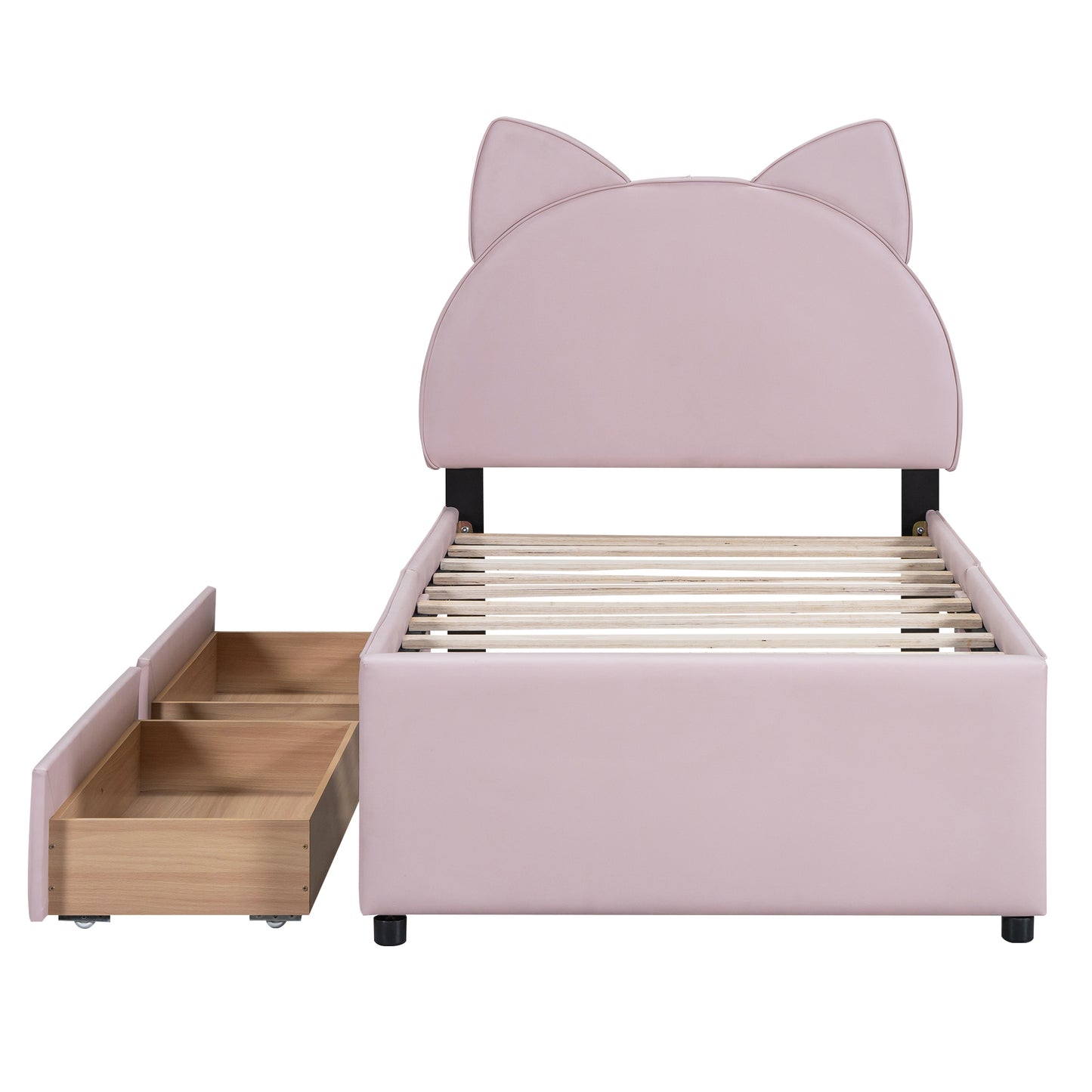 Brandy Twin Size Platform Bed with Cartoon Ears - Pink