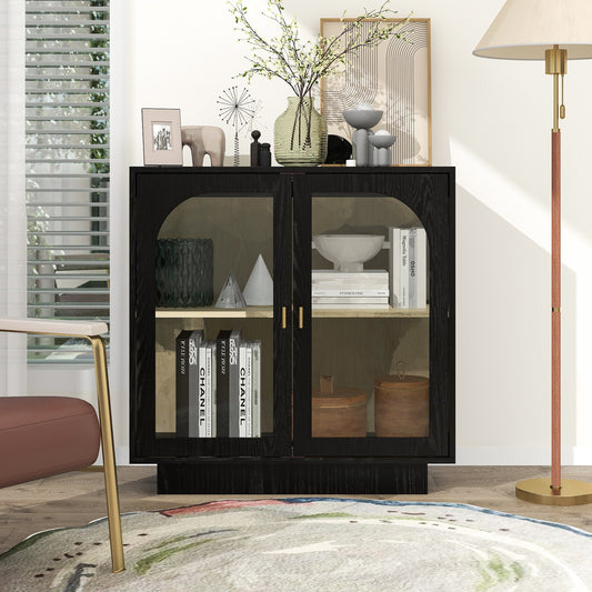 Brooklyn Modern Accent Cabinet in Black with Acrylic Doors