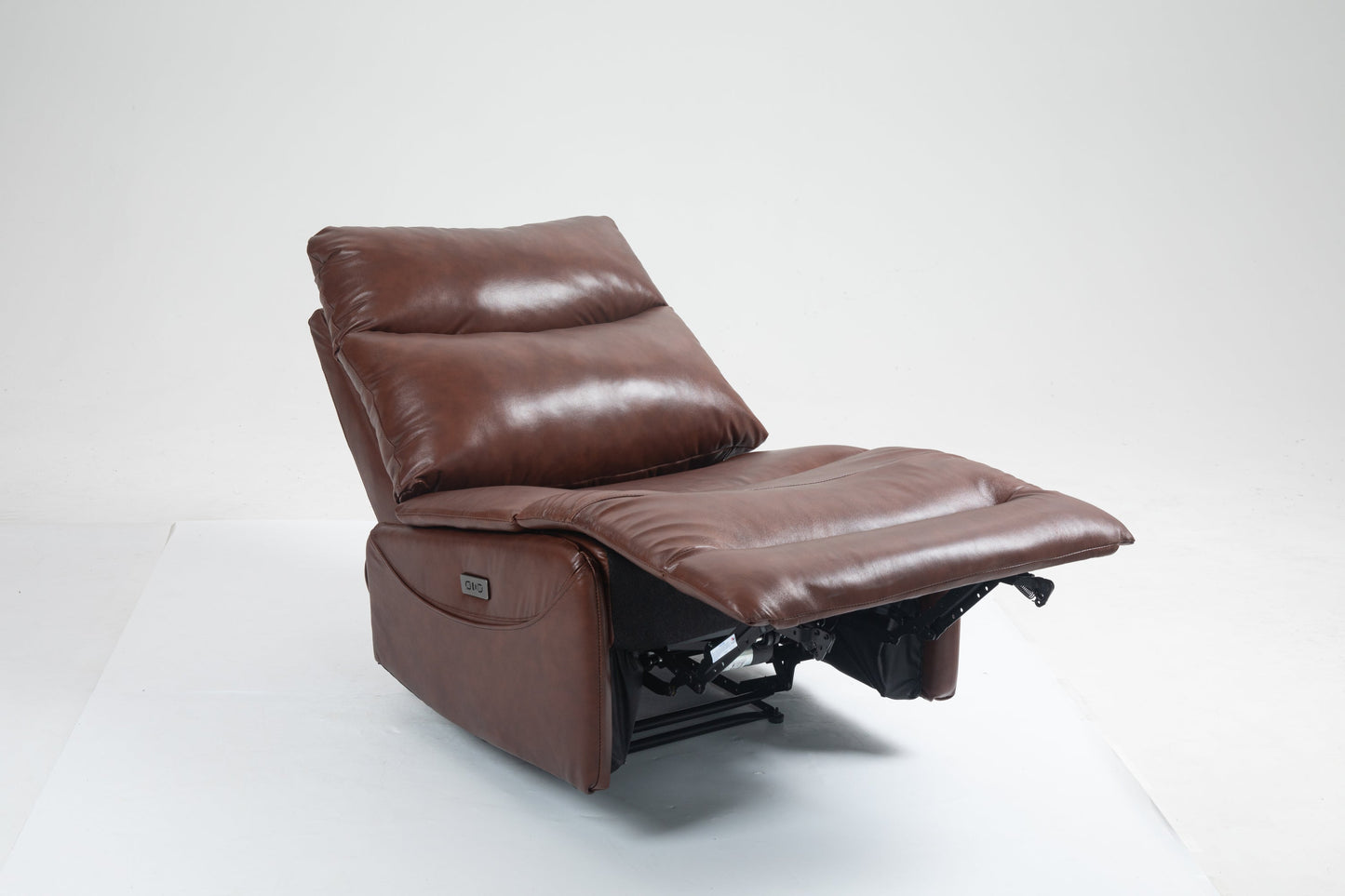 Renata Genuine Leather Armless Power Recliner, Brown