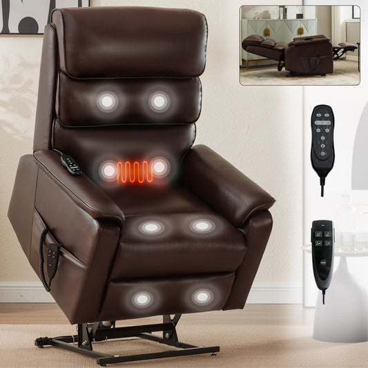 Maris Faux Leather Power Lift Recliner with Massage, Brown