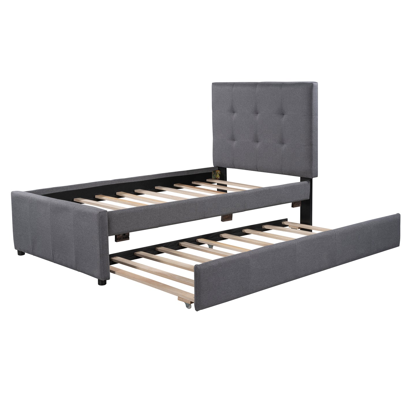 Linda Twin Platform Bed & Trundle Set - Gray