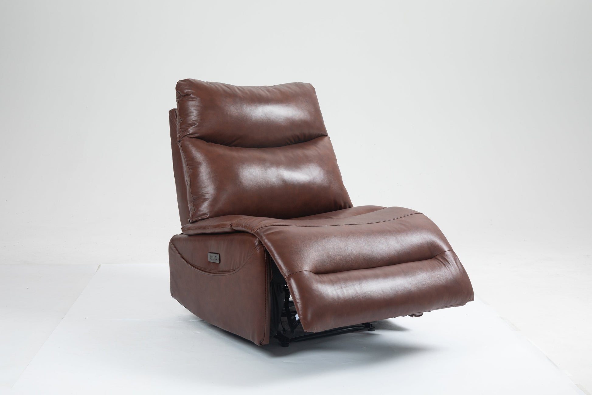 Renata Genuine Leather Armless Power Recliner, Brown