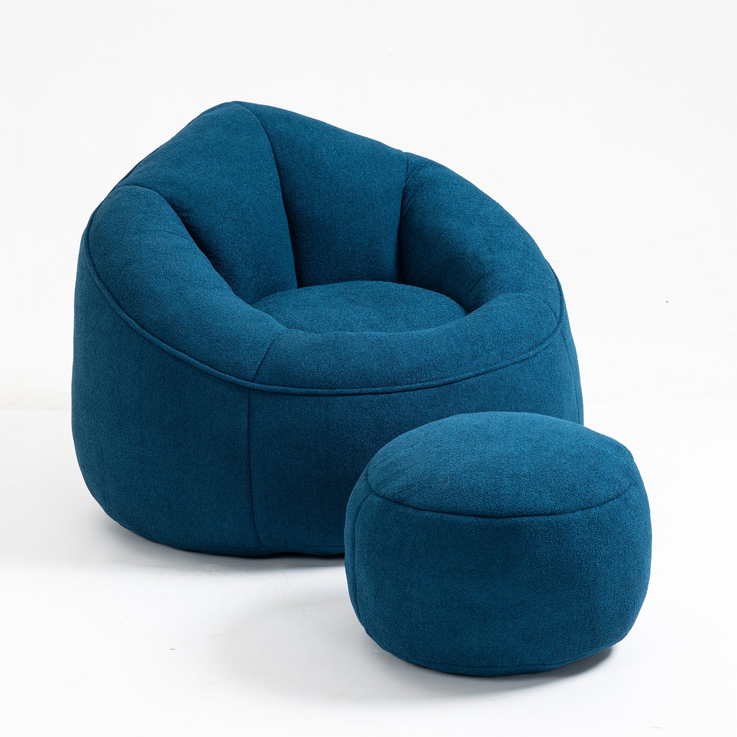 Fox 2-Piece Microfiber Beanbag Chair & Ottoman, Blue