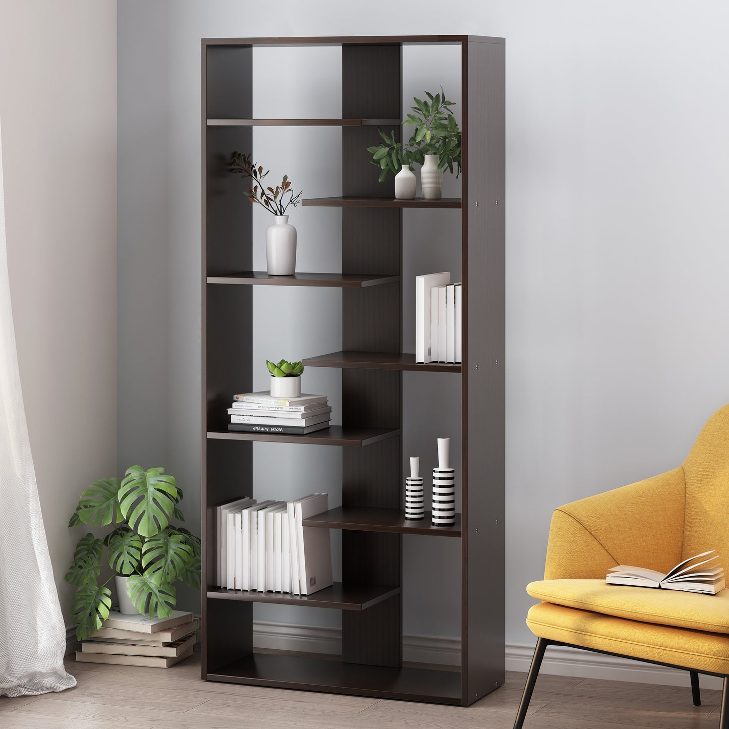 Marley Dark Brown High Bookcase