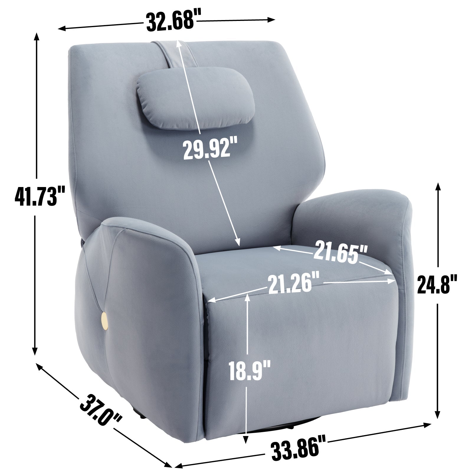 Lennox Power Glider Recliner with Lumbar & Neck Support, Blue