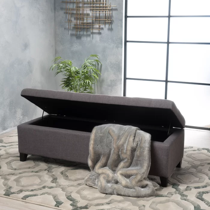 Maddison 50" Upholstered Storage Bench, Gray