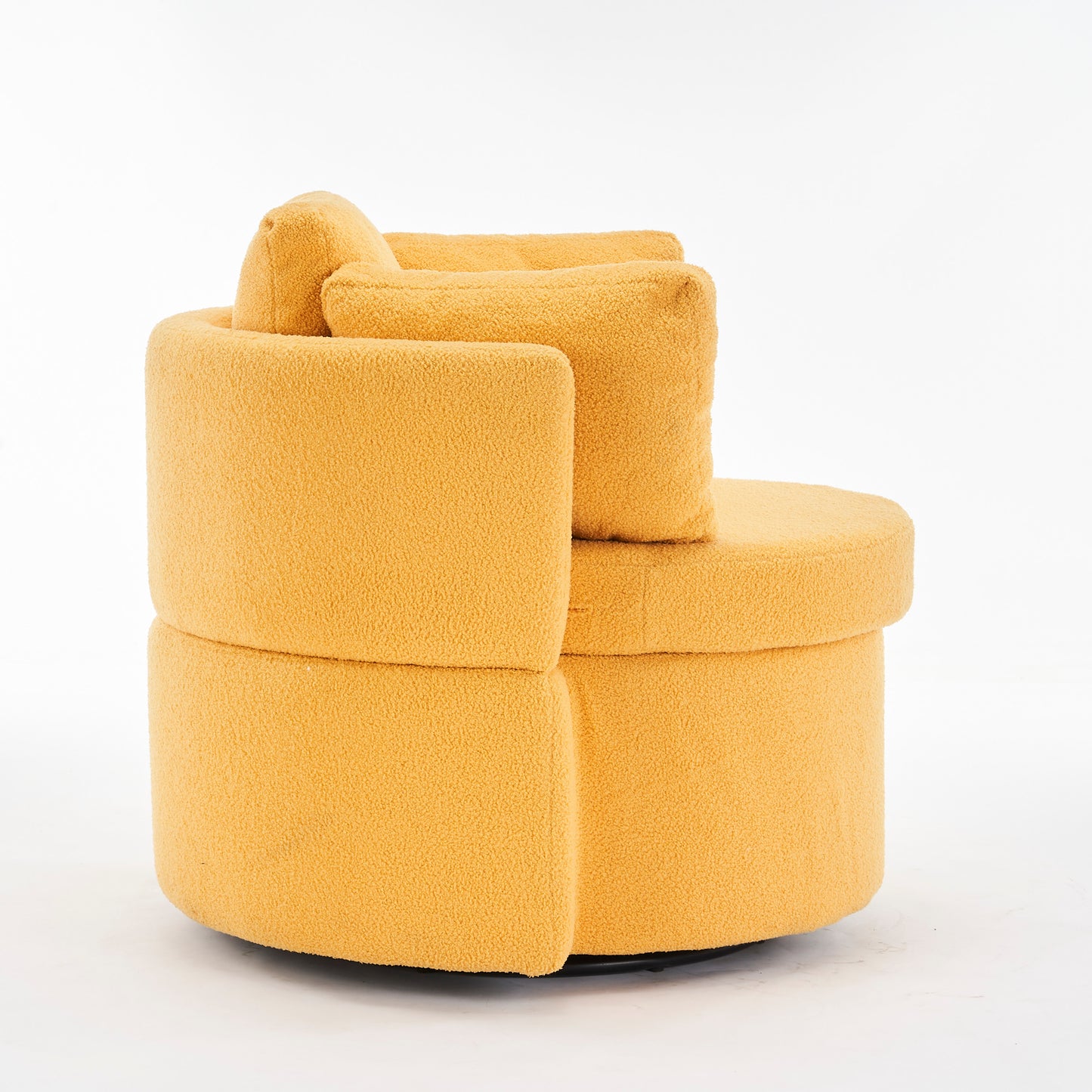 Tilly Teddy Fabric Akili Swivel Chair with Storage - Yellow