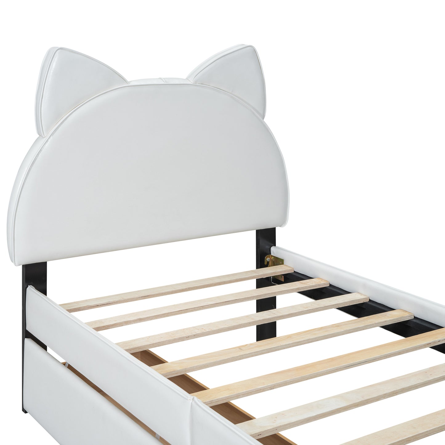 Brandy Full Size Platform Bed with Cartoon Ears - White