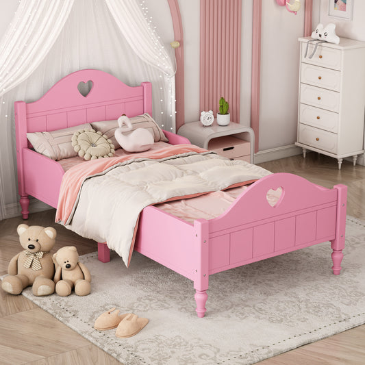 Macaron Twin Size Toddler Bed with Side Safety Rails - Light Pink