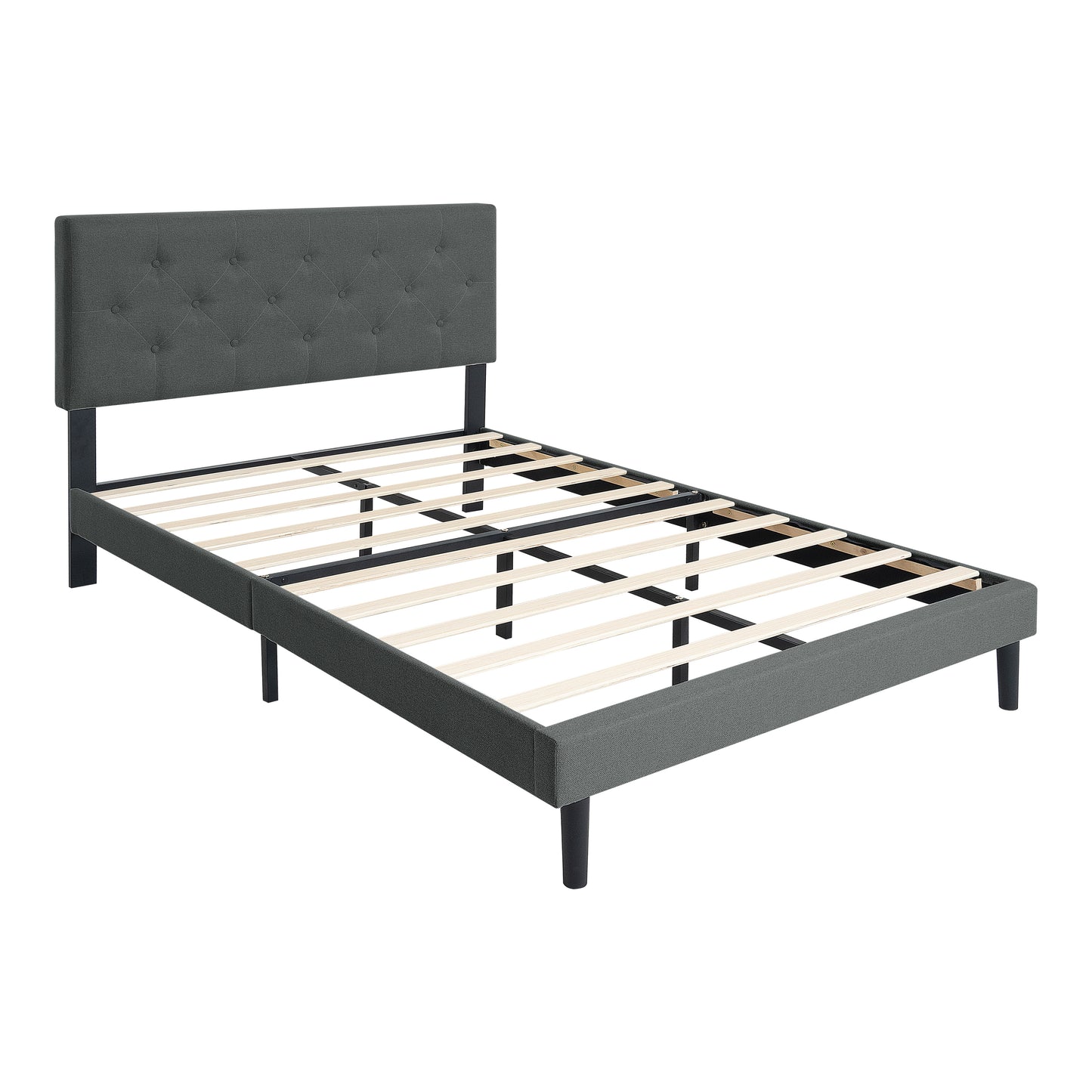 Twin Size Gray Linen Platform Bed