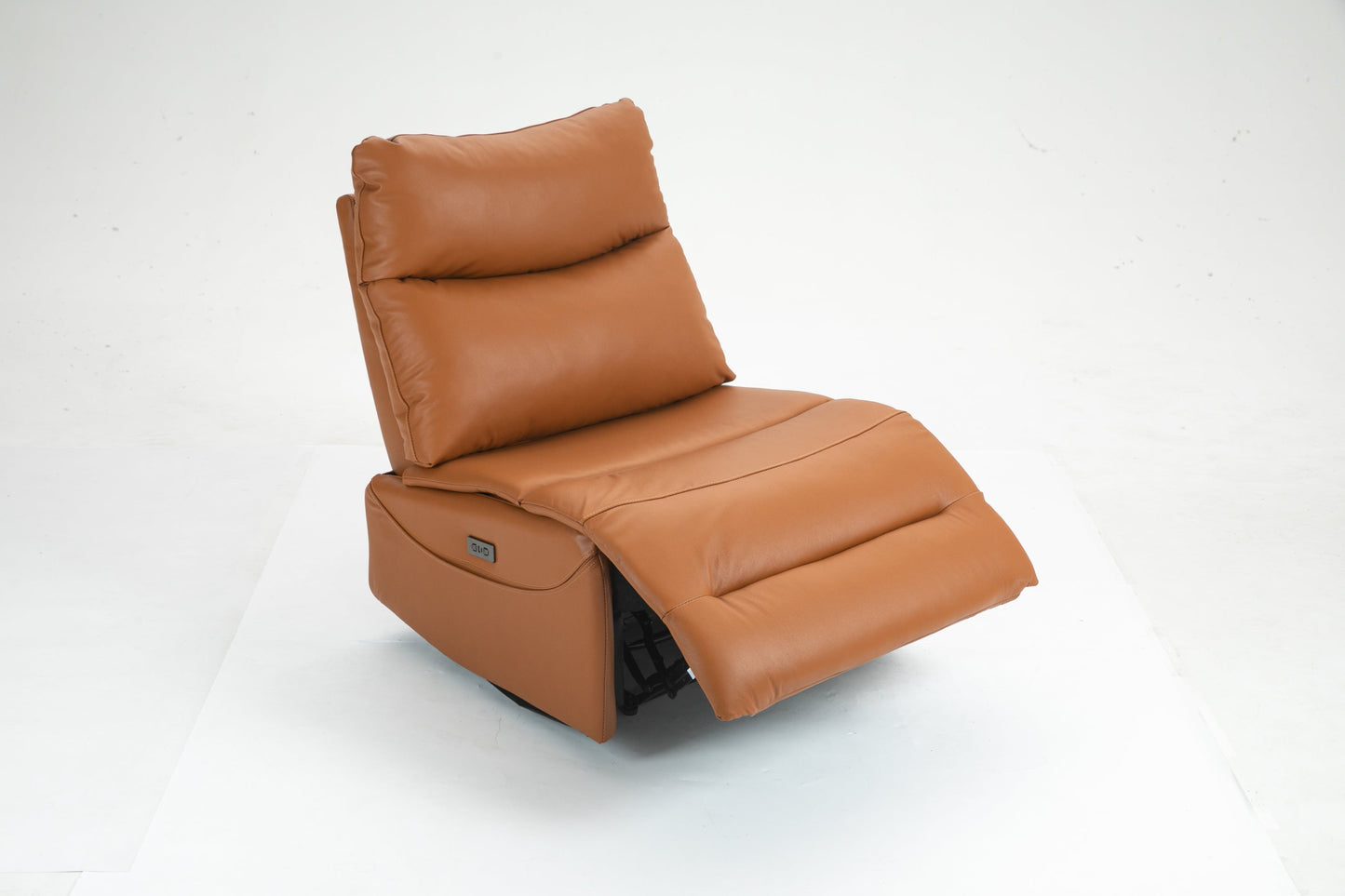 Renata Genuine Leather Armless Power Recliner, Orange