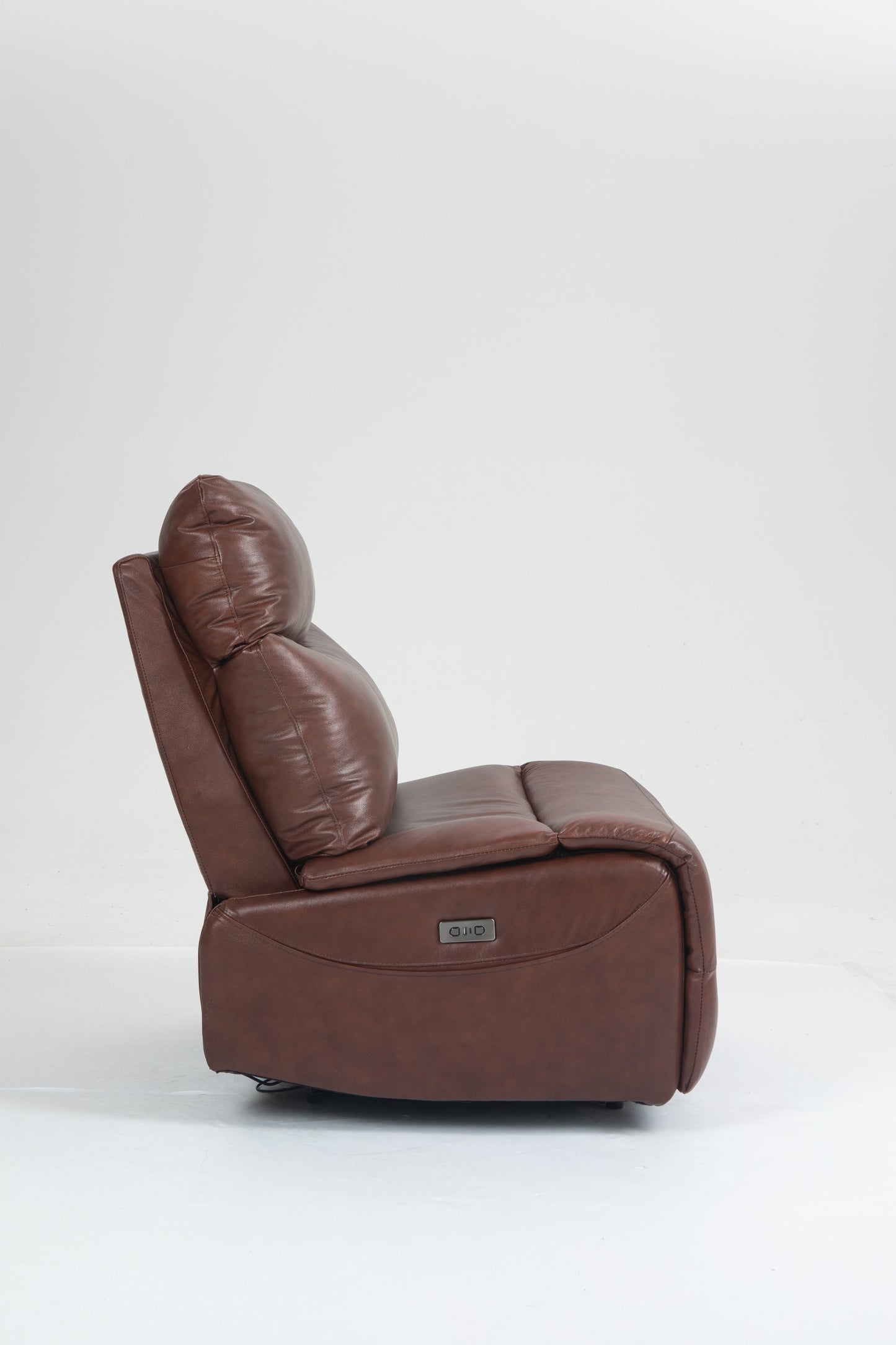 Renata Genuine Leather Armless Power Recliner, Brown