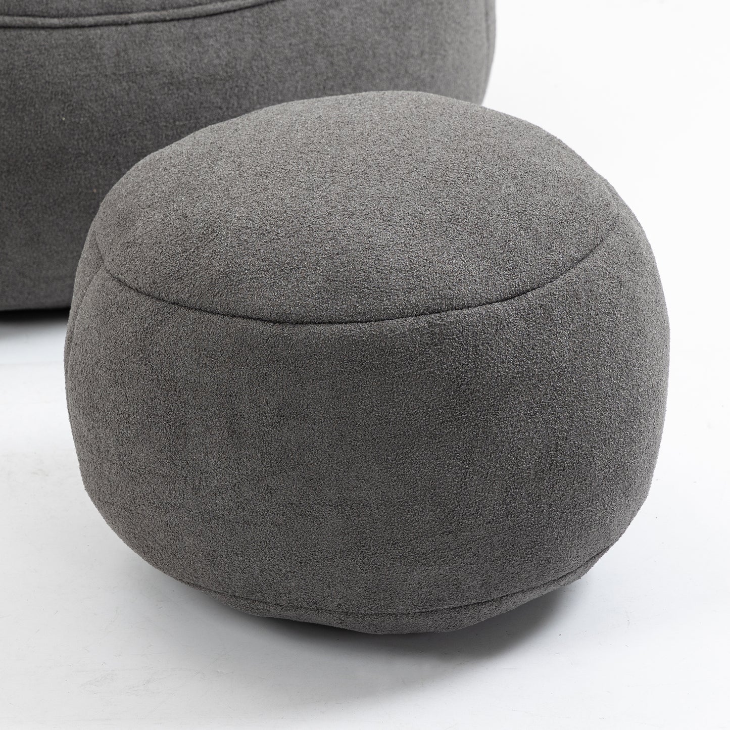 Fox 2-Piece Microfiber Beanbag Chair & Ottoman, Gray