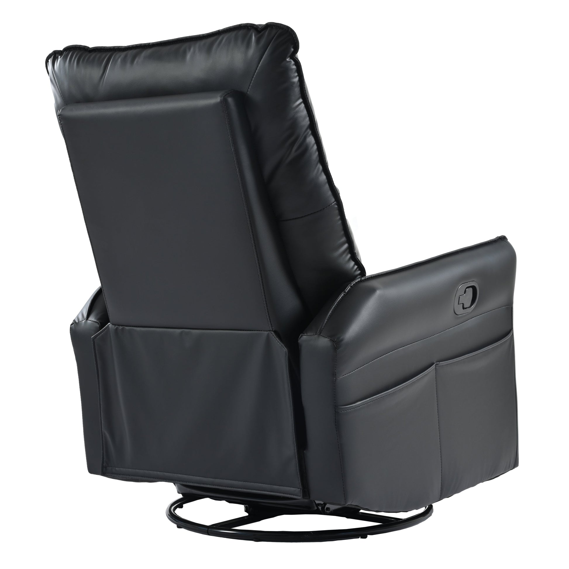 Jaxon PU Leather 360° Swivel Rocker Recliner, Black