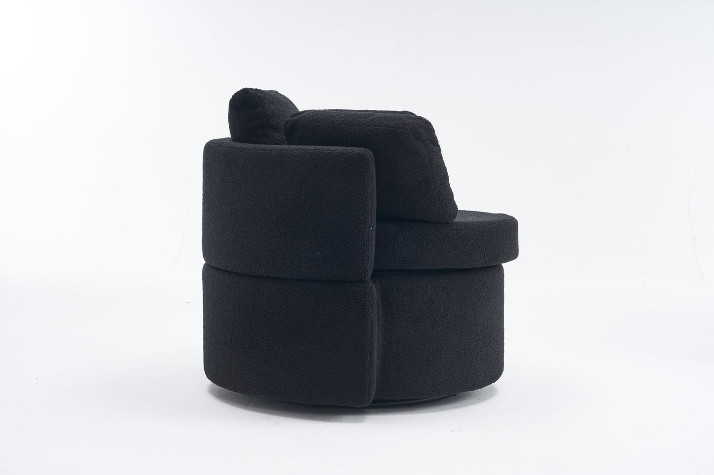 Tilly Teddy Fabric Akili Swivel Chair with Storage - Black