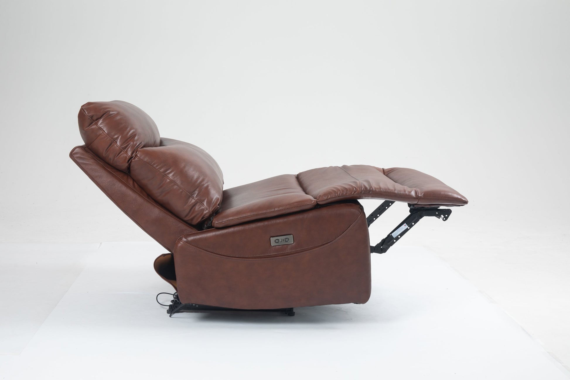 Renata Genuine Leather Armless Power Recliner, Brown