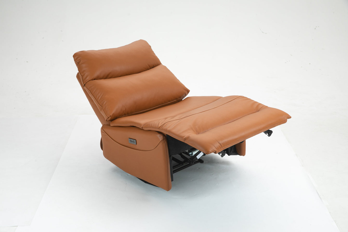 Renata Genuine Leather Armless Power Recliner, Orange