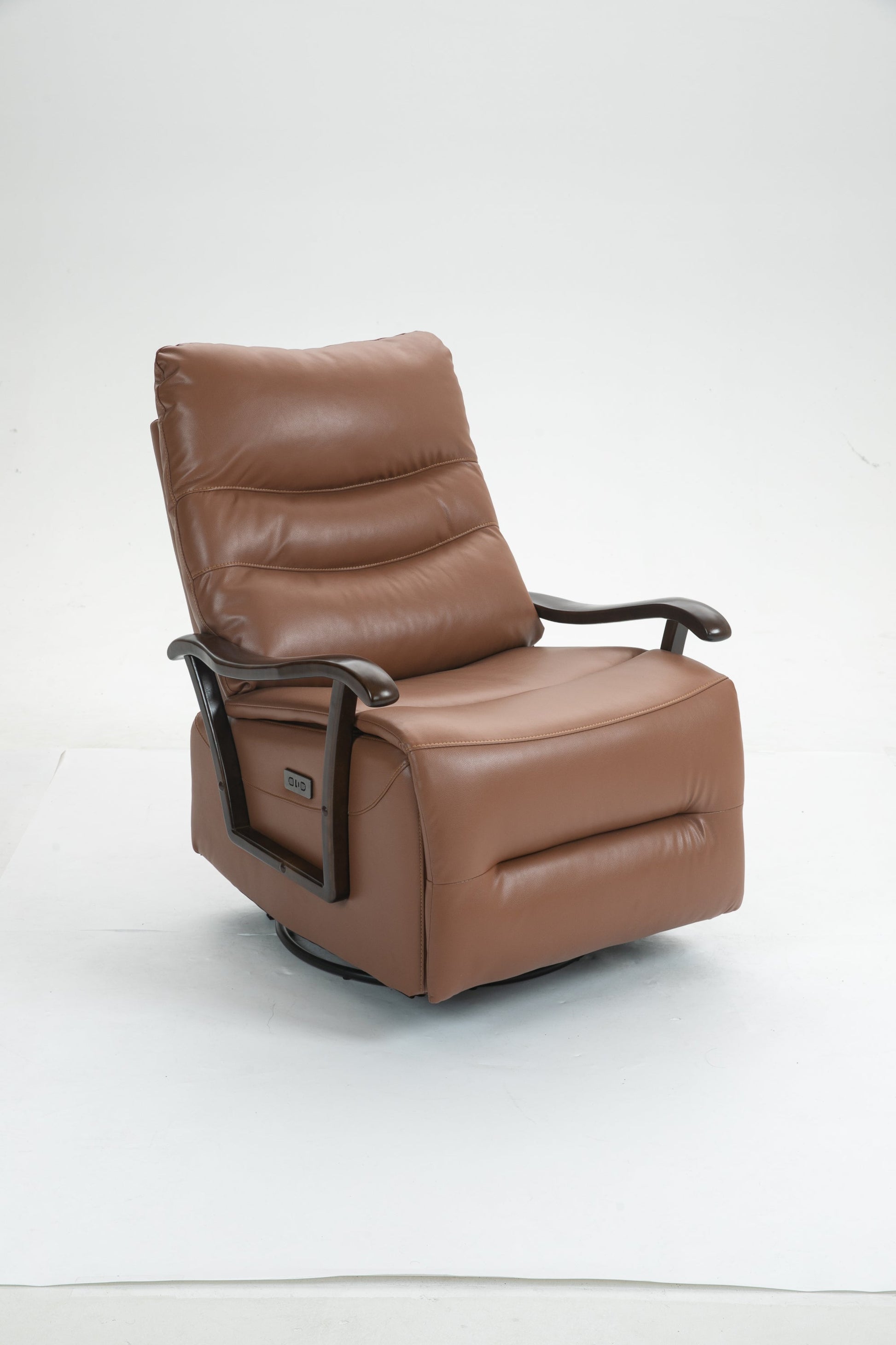 Priska PU Leather Power Rocker Recliner with Solid Wood Arms, Orange