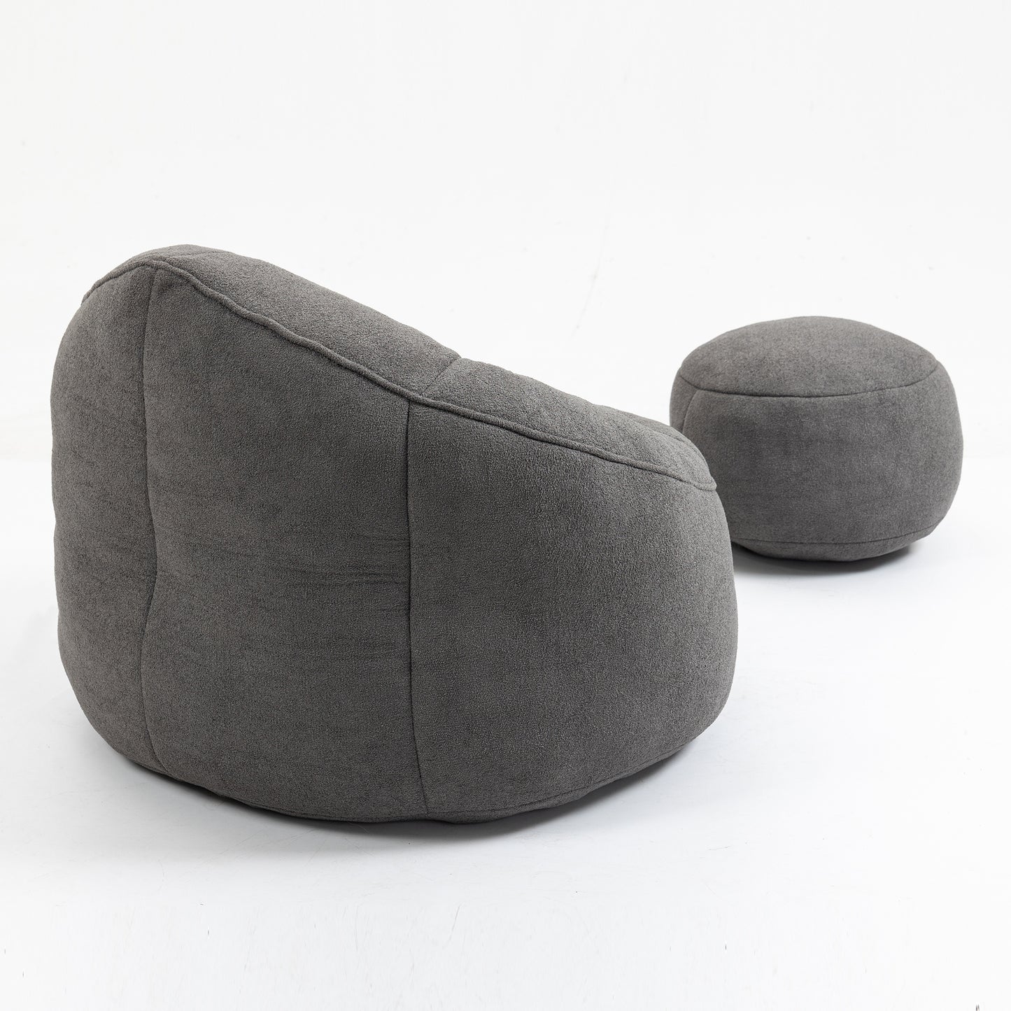 Fox 2-Piece Microfiber Beanbag Chair & Ottoman, Gray