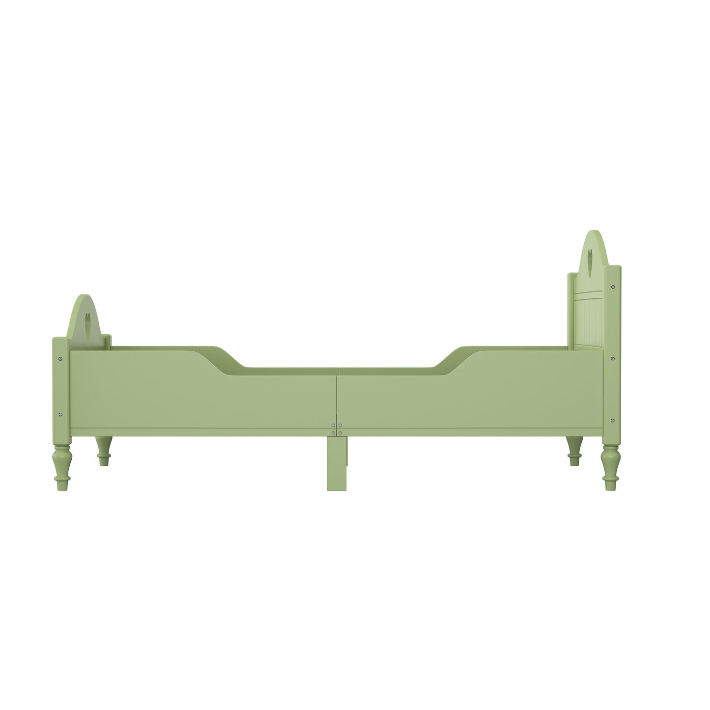 Macaron Twin Size Toddler Bed with Side Safety Rails - Olive Green