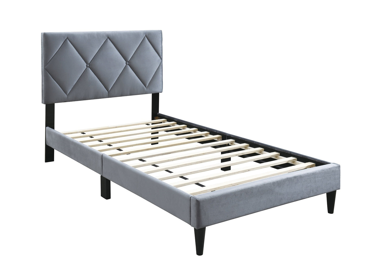 Olivia Full Platform Bed w Adjustable Headboard, Gray