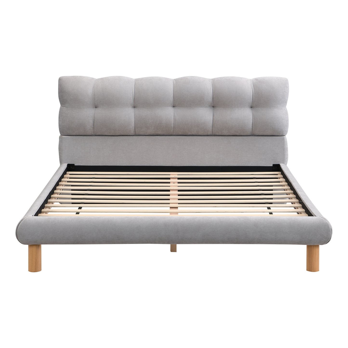 Lorien Mid-Century Modern Full Size Boucle Platform Bed, Gray