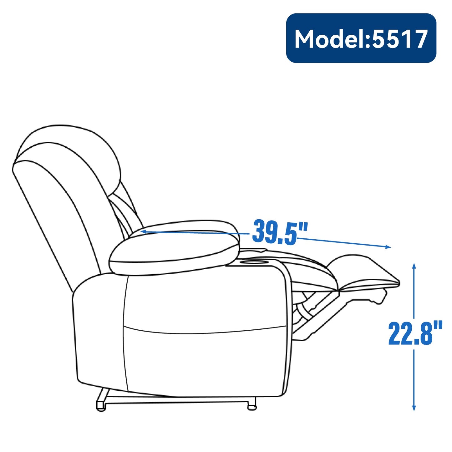 Bexley Chenille Power Lift Recliner with 8-Point Massage & Heat, Blue