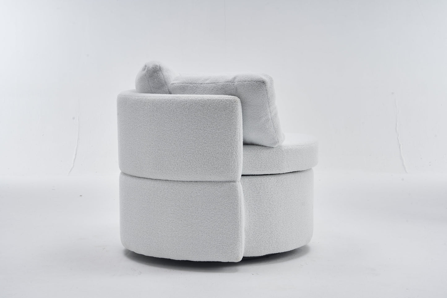 Tilly Teddy Fabric Akili Swivel Chair with Storage - Ivory