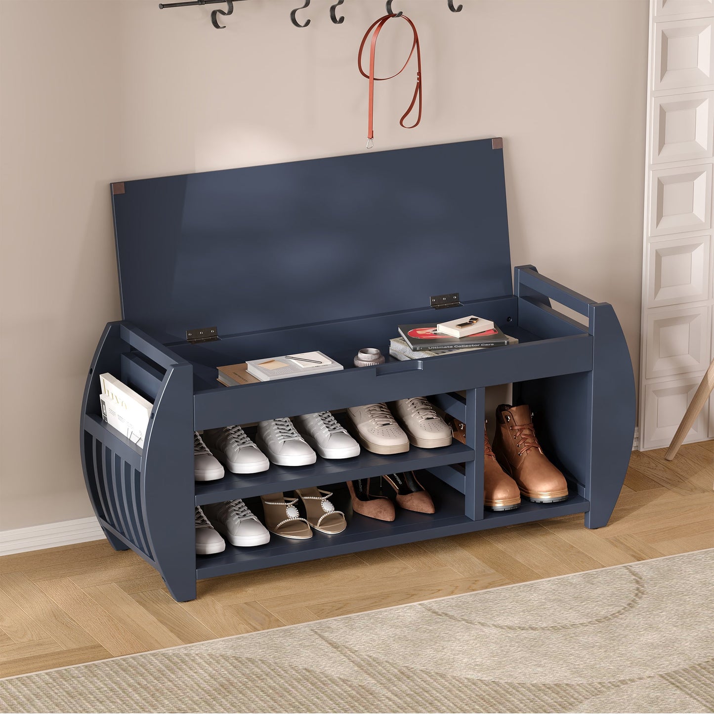 Keziah Retro Multifunctional Storage Bench, Blue