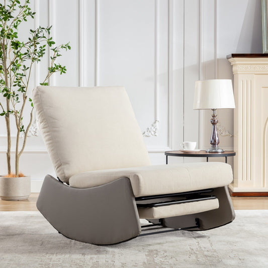 Cozy Vibes Modern Gray Rocking Chair Recliner with Footrest for Ultimate Relaxation